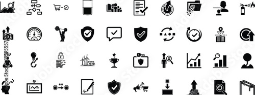 Collection of Business and Management Icons for Strategy and Planning