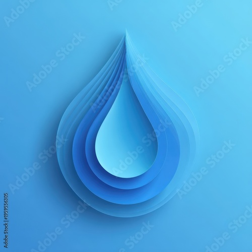 Abstract design featuring layered blue water droplet shapes on a smooth gradient background