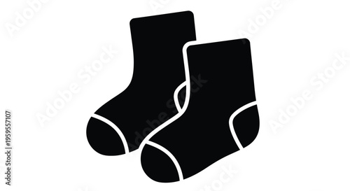 Black and white illustration of two baby booties side view simple design