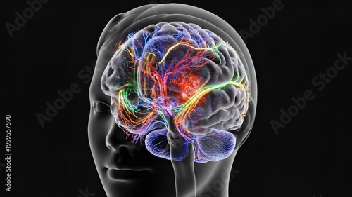 3D visualization of human brain neural pathways