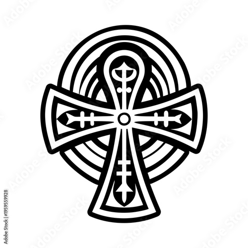 A glyph style icon of ankh symbol