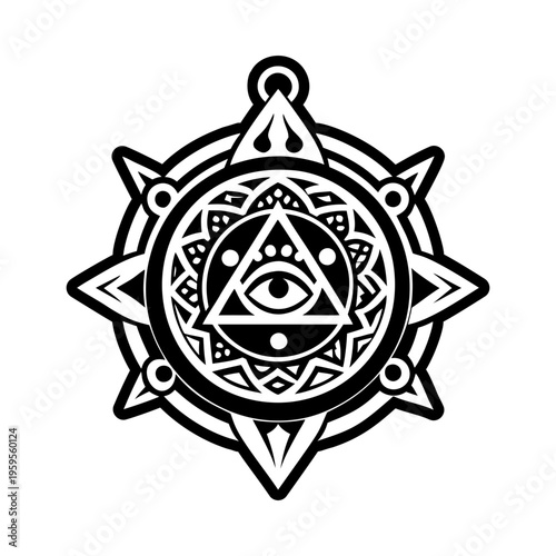 Mystic amulet icon in glyph style