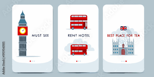 London tourist attractions displayed on smartphone screen mockups