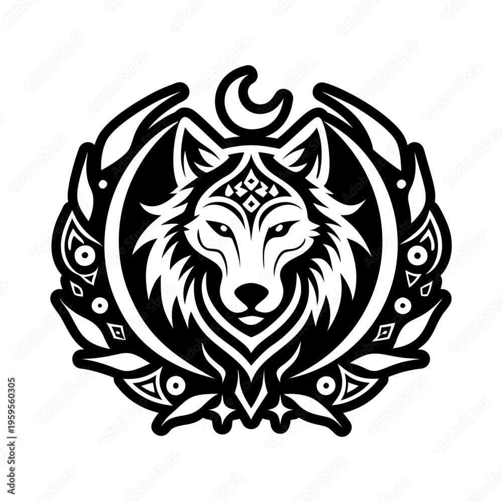 Fototapeta premium A solid style icon of wolf symbol