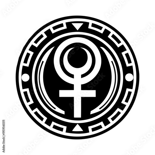 A glyph style icon of mercury symbol