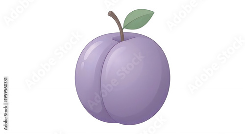 vibrant purple plum with green leaf and stem isolated on black.
