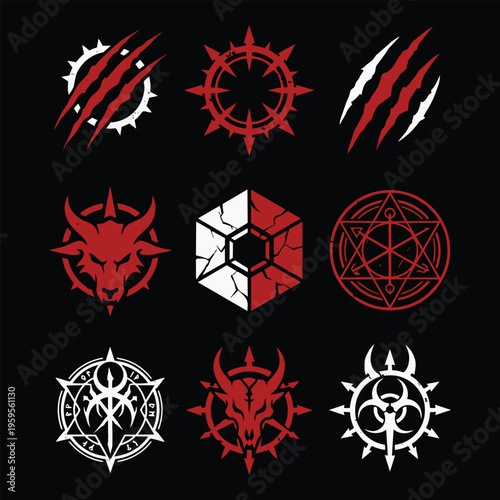 Collection of various evil symbols.