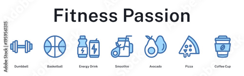 Fitness passion journey from workout to nutrition, balancing exercise with healthy eating and energy replenishment.
