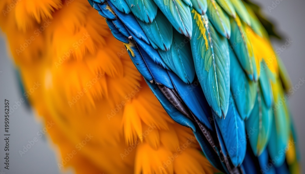 Obraz premium A close up image of a vibrant bird's feathers showcasing a striking combination of colors