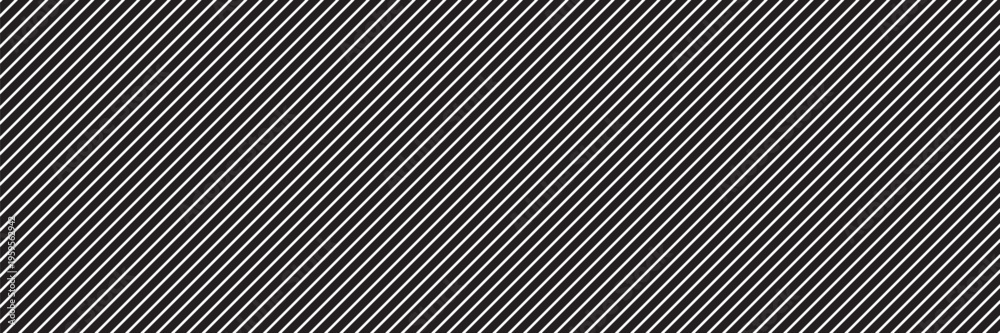 Obraz premium Thin slash line seamless pattern. Repeated fine diagonal lines background. Pinstripe wallpaper. Black and white tilted slanted strip backdrop. Repeating oblique linear texture overlay.eps10