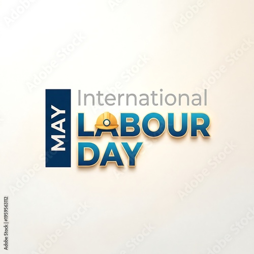 International Labour Day celebration banner with golden laurel wreath design
