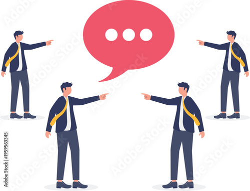 Team of professionals pointing fingers in a conflict situation