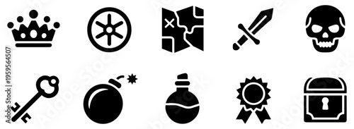 treasure hunt icon pirate map chest