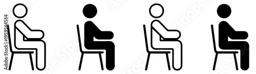sitting person icon chair waiting posture