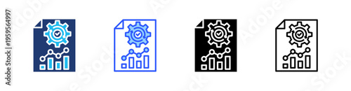 Statistical Process Multi Style Icon Set Vector 