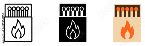 matchbox fire camping icon set
