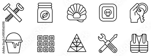 home repair construction tool icon set