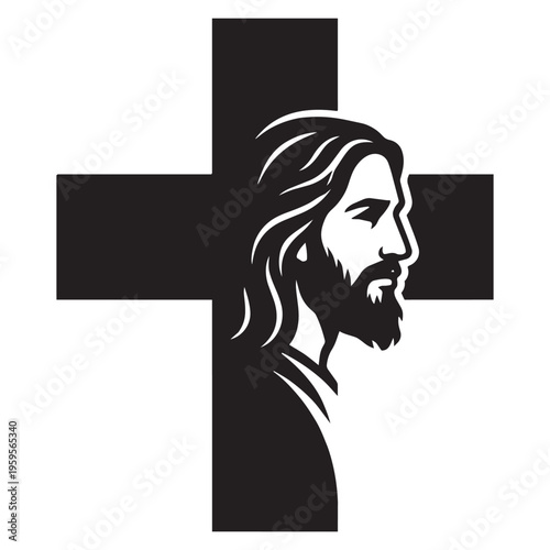 Jesus Christ profile with beard.