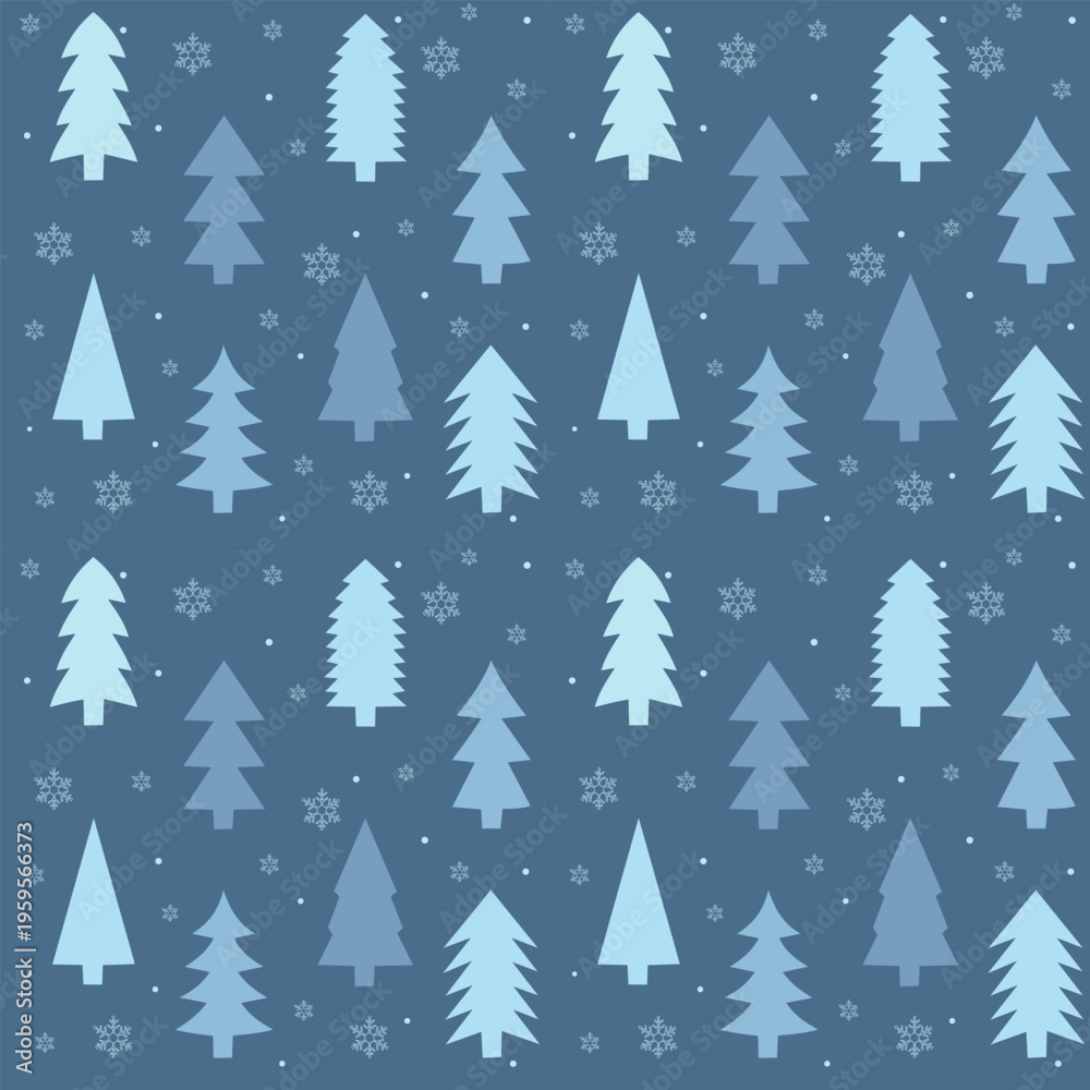 Obraz premium Dark Blue Winter Tree Pattern
