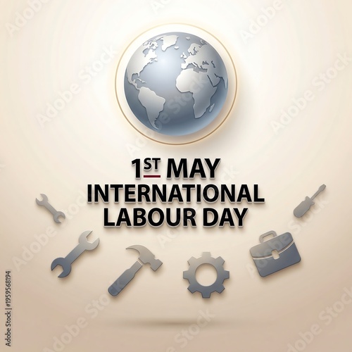 1st May International Labour Day celebration with global workforce tools and earth