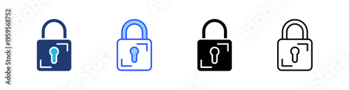 Padlock Multi Style Icon Set Vector 