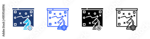 Strategic Plan Multi Style Icon Set Vector 