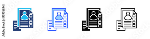 Customer List Multi Style Icon Set Vector 