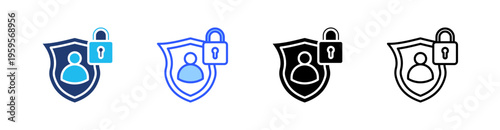Privacy Multi Style Icon Set Vector 