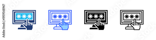 Access Code Multi Style Icon Set Vector 