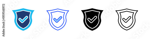Shield Multi Style Icon Set Vector 