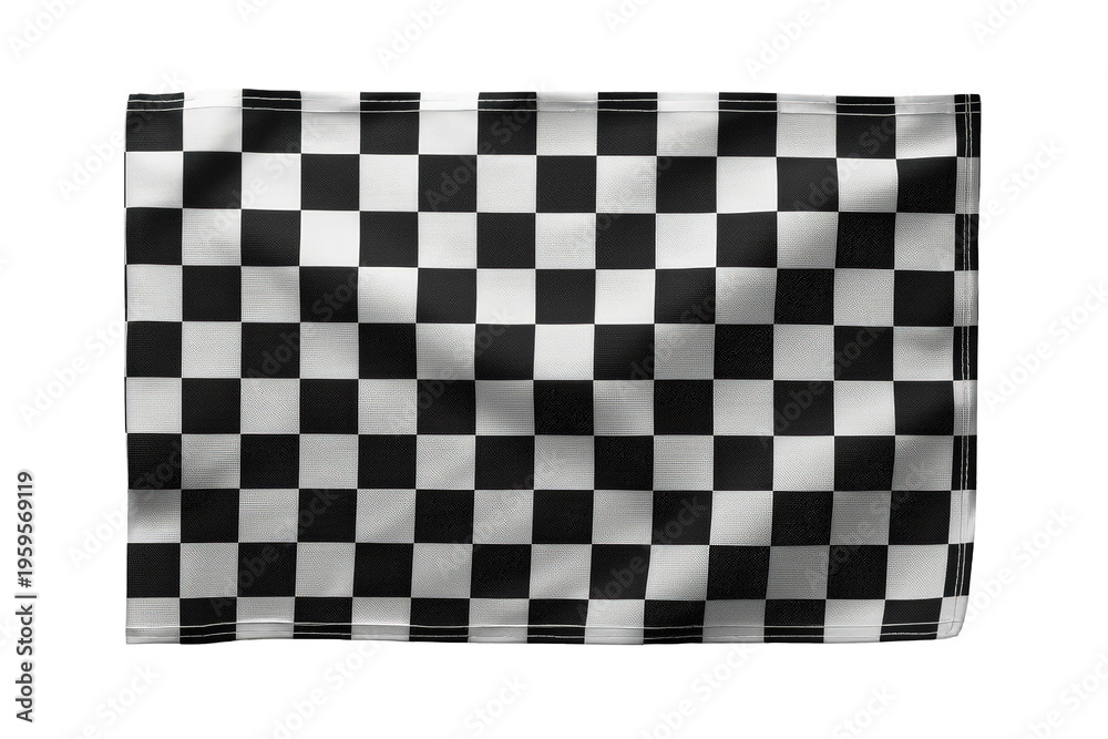 Obraz premium Checkered flag symbolizing racing, speed, competition, and victory fluttering against transparent background