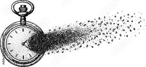 Intricate pocket watch with mandala frame in dotwork style for vintage design