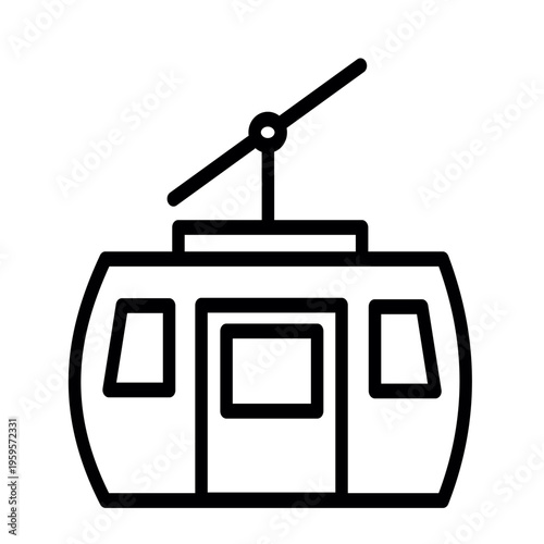 Cable car icon. Funicular simple icon. Gondola symbol.  Vector graphic, not Artificial Intelligence, logo illustration. Replaceable vector design.	