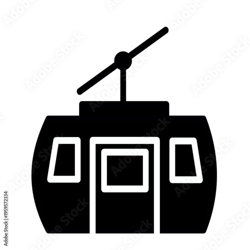 Cable car icon. Funicular simple icon. Gondola symbol. Vector graphic, not Artificial Intelligence, logo illustration. Replaceable vector design.