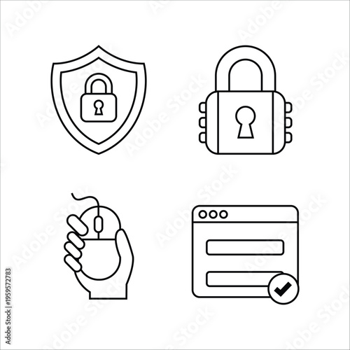 Cybersecurity Protection Simple Icons