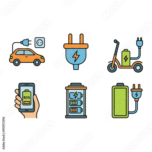 Electric Vehicle Charging Station Icons