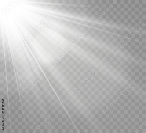 Glowing sunlight overlay with radiant rays and golden halo.