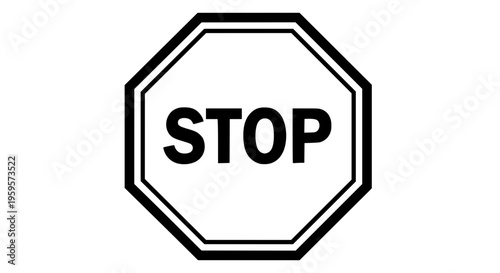 Stop sign octagon vector, traffic symbol for road safety and transportation regulations