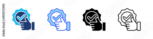 Verification Multi Style Icon Set Vector 