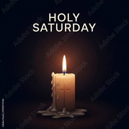 A candle with a cross on it is lit on holy saturday