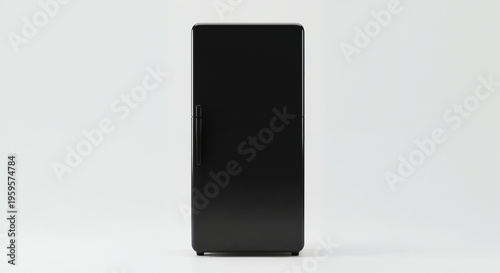 Refrigerator, fridge home appliance, black color against white background, copy space. 3d illustration