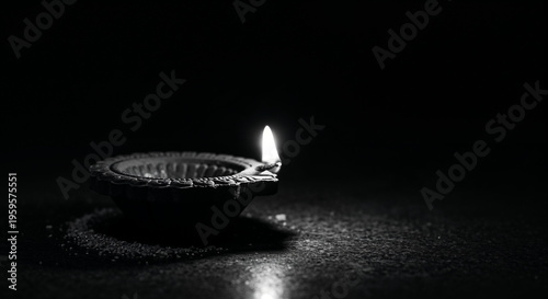 Wallpaper Mural Deepavali Diwali. Hindu festival of lights. Clay diya candle. Oil lamp lit on dark background, copy space. Torontodigital.ca