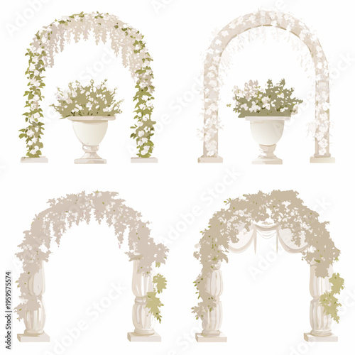 Floral arches and arrangements a decorative set for events and celebrations
