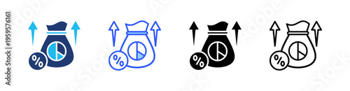 Dividend Yield Multi Style Icon Set Vector 