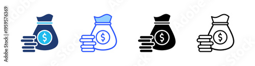 Mutual Fund Multi Style Icon Set Vector 