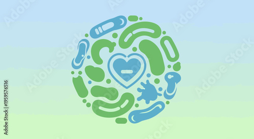 Microbiome Heart Health: Gut Bacteria and Probiotics Forming a Healthy Heart Shape