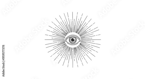 Eye with Radiant Sunburst Rays a Mystical All Seeing Symbol