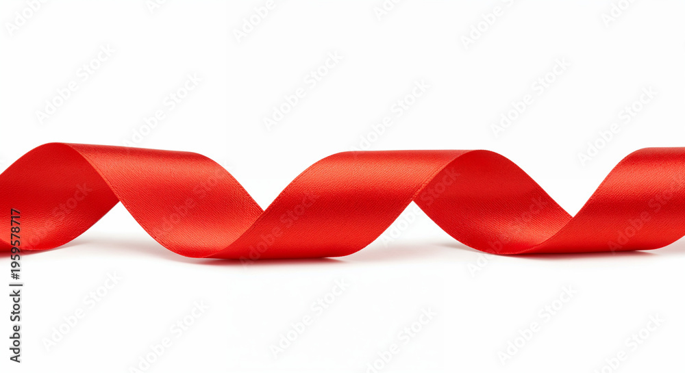 custom made wallpaper toronto digitalRed ribbon isolated on white background, satin curly christmas decoration, Holiday gifts concept.