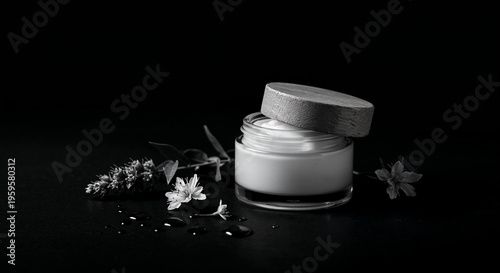 Wallpaper Mural Cosmetics, Moisturizer, Bottle. cosmetic jar isolated on black background. Cosmetic package for cream, soaps, foams shampoo. Torontodigital.ca