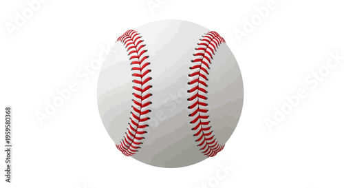 Close-up view of a white baseball with red stitching on a white background